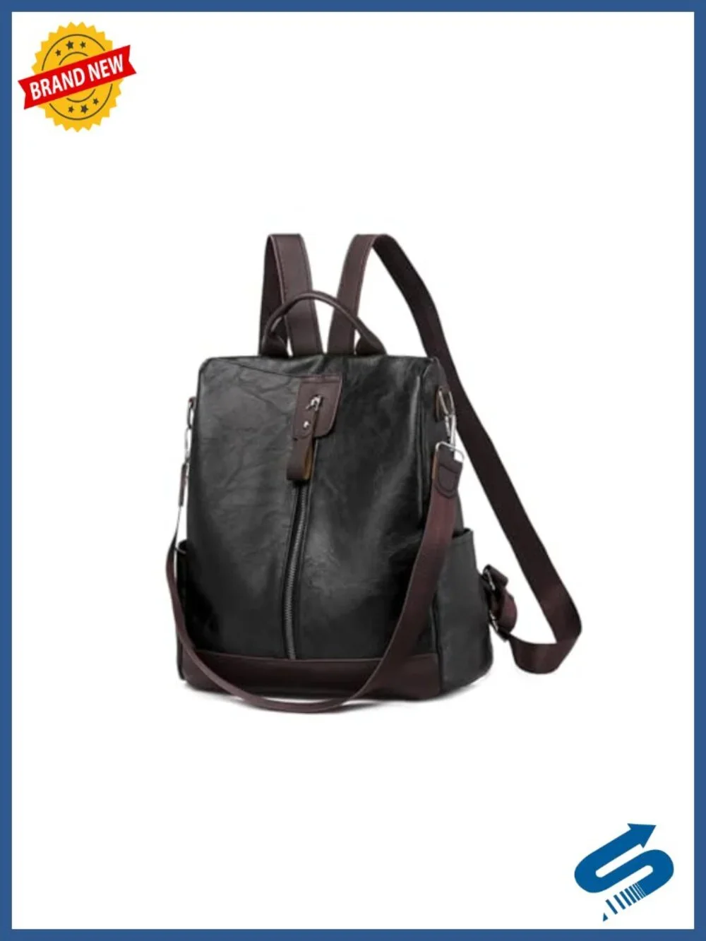 Women's Convertible Anti-Theft Backpack PU Leather Travel Daypack 3-in-1